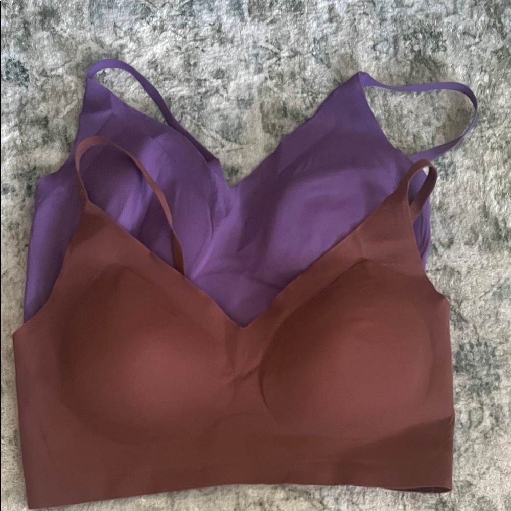 Women's Seamless Bralette Set - Purple and Brown